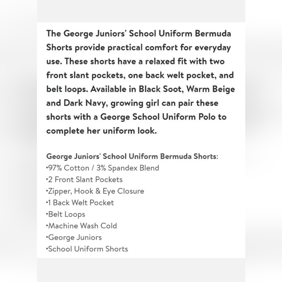 : * New girls George Juniors' School Uniform Bermuda Shorts Warm Beige Size 13 - Picture 8 of 8